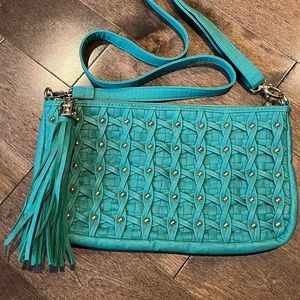 NWOT BIG BUDDHA vegan leather 3 way bag in seafoam green